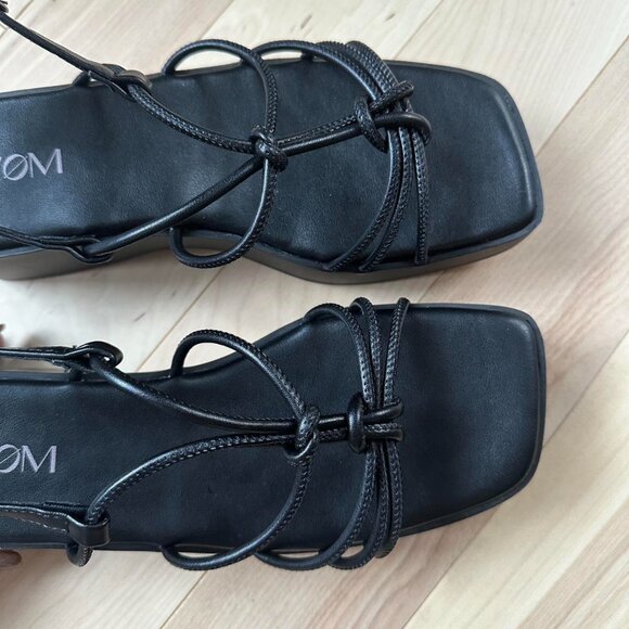 Black Lace-Up Platform Sandals - Trendy Vacation-Ready Footwear, Size 9 - Picture 5 of 8